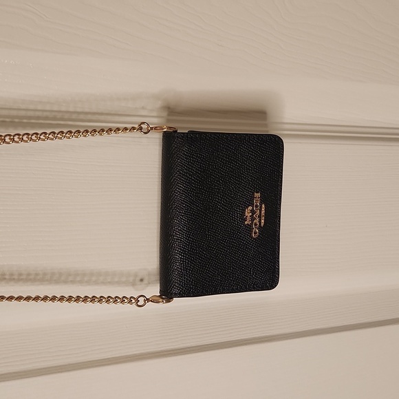 Coach Women's Black/Gold Mini Wallet on a Chain - Picture 11 of 14